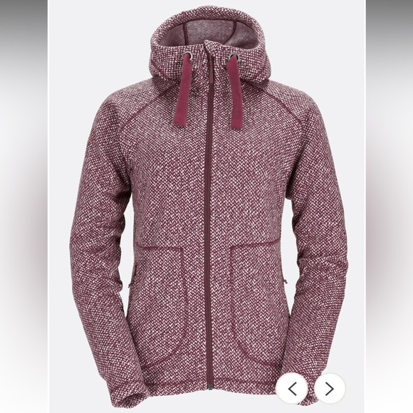 Rab Amy‎ Hoody Jacket Womens Small Full Zip Burgundy Pockets Fleece Lined Chunky - Picture 1 of 7